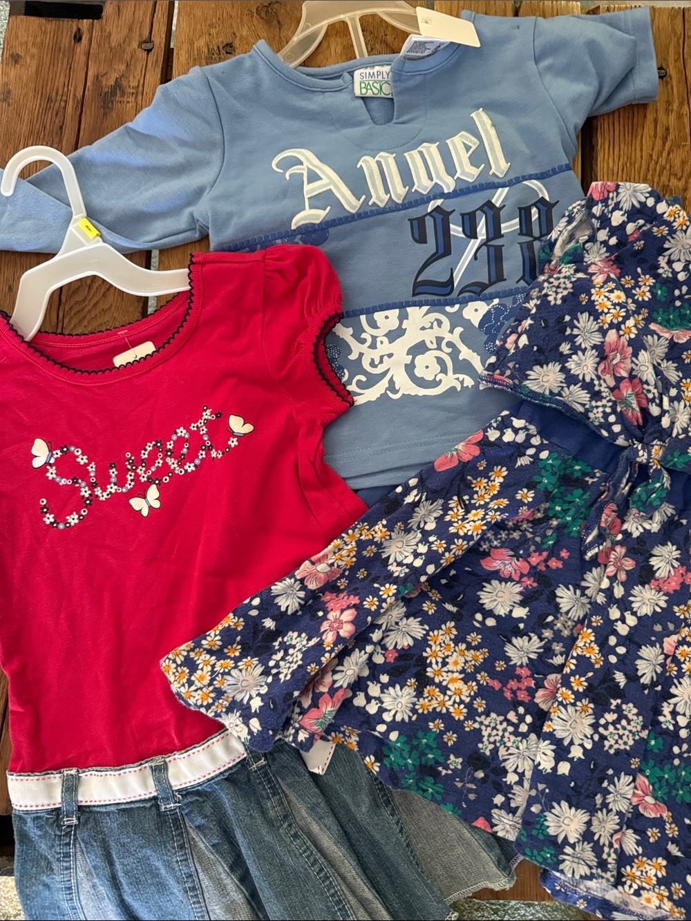Simply Basic Blue "Angel" Outfit + Two Dress Bundle, Size 3T
